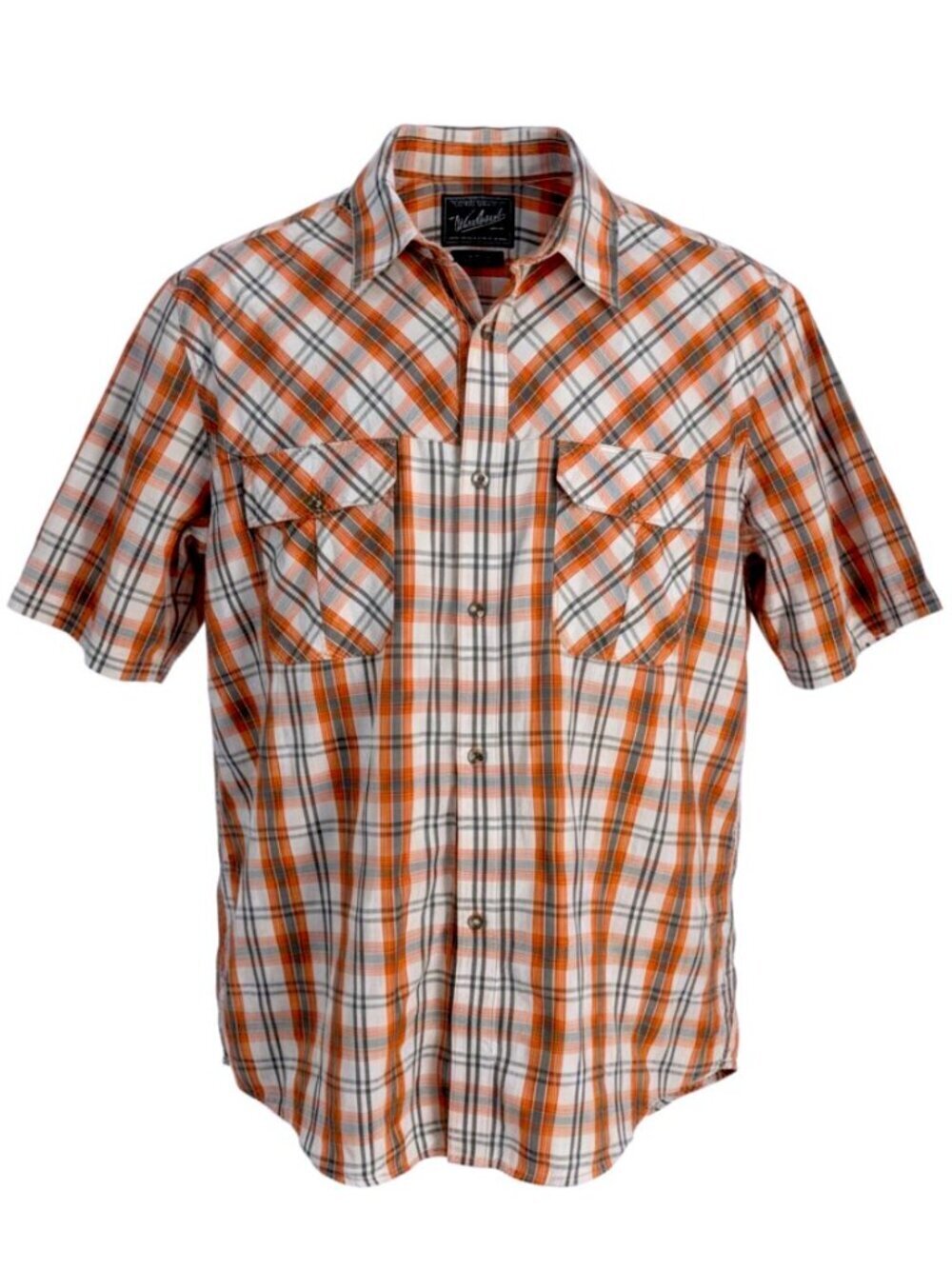 WOOLRICH Orange Plaid Short Sleeve Button-Up Shirt Outdoor Casual men’s L